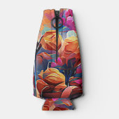 Floral Abstract Kunst Oranje Rode Blauwe Bloemen Flesjeskoeler (Achterkant)