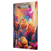 Floral Abstract Kunst Oranje Rode Blauwe Bloemen Klembord (Links)