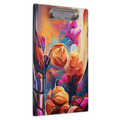 Floral Abstract Kunst Oranje Rode Blauwe Bloemen Klembord (Rechts)