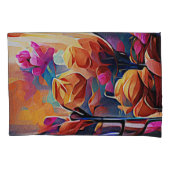 Floral Abstract Kunst Oranje Rode Blauwe Bloemen Kussensloop (Voorkant)