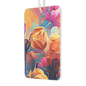 Floral Abstract Kunst Oranje Rode Blauwe Bloemen Luchtverfrisser (Links)