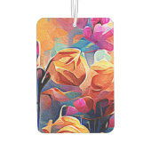 Floral Abstract Kunst Oranje Rode Blauwe Bloemen Luchtverfrisser (Achterkant)