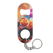 Floral Abstract Kunst Oranje Rode Blauwe Bloemen Mini Flessenopener (Achterkant)