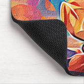 Floral Abstract Kunst Oranje Rode Blauwe Bloemen Muismat (Hoek)