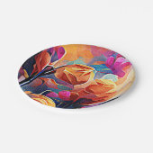 Floral Abstract Kunst Oranje Rode Blauwe Bloemen Papieren Bordje (Gekanteld)
