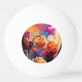 Floral Abstract Kunst Oranje Rode Blauwe Bloemen Pingpongbal (Achterkant)