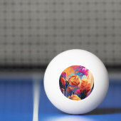Floral Abstract Kunst Oranje Rode Blauwe Bloemen Pingpongbal (Net)