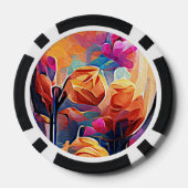 Floral Abstract Kunst Oranje Rode Blauwe Bloemen Poker Chips (Achterkant)