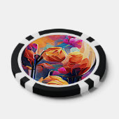 Floral Abstract Kunst Oranje Rode Blauwe Bloemen Poker Chips (Enkel)