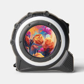 Floral Abstract Kunst Oranje Rode Blauwe Bloemen Rolmaat (Voorkant)