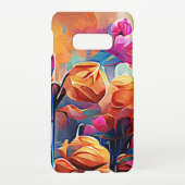 Floral Abstract Kunst Oranje Rode Blauwe Bloemen Samsung Galaxy Hoesje (Achterkant)