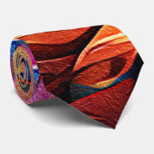 Floral Abstract Kunst Oranje Rode Blauwe Bloemen Stropdas (Opgerold)