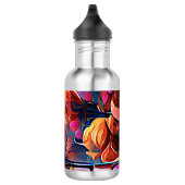 Floral Abstract Kunst Oranje Rode Blauwe Bloemen Waterfles (Rechts)