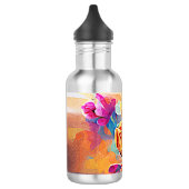 Floral Abstract Kunst Oranje Rode Blauwe Bloemen Waterfles (Links)