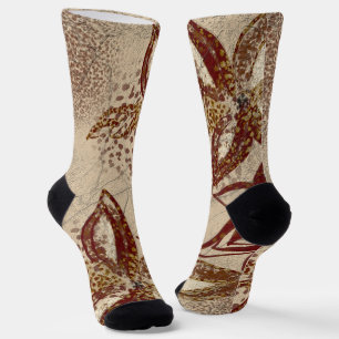 Floral Abstract met bruinkooltextuur Sokken