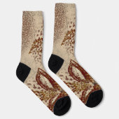 Floral Abstract met bruinkooltextuur Sokken (Rechts)