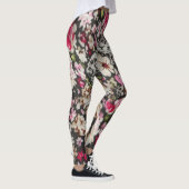 Floral Abstract ontwerp voor zwart en roze patroon Leggings (Rechts)