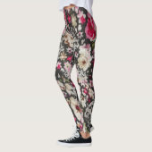 Floral Abstract ontwerp voor zwart en roze patroon Leggings (Links)