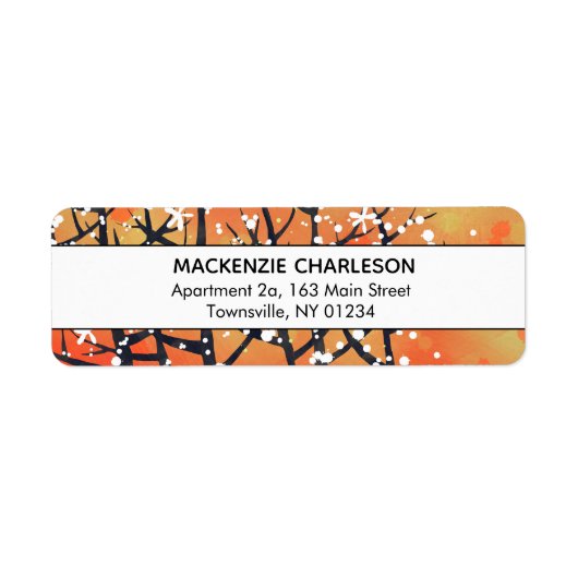 Floral Abstract Oranje adres Etiket (Voorkant)