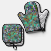 Floral Abstract Ovenwant & Pannenlap Set (Voorkant / Achterkant)