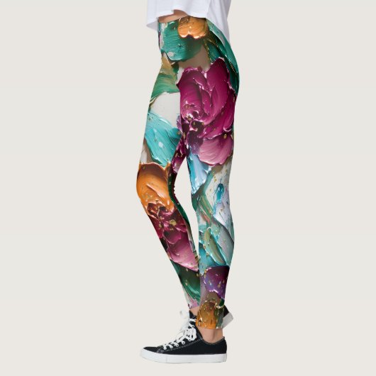 Floral Abstract Paint Pattern – Artistic Modern  Leggings (Links)