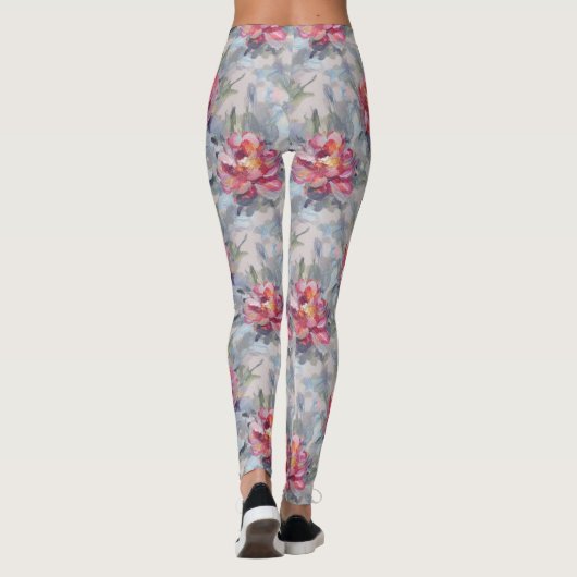 Floral Abstract Paint Pattern – Artistic Modern  Leggings (Achterkant)