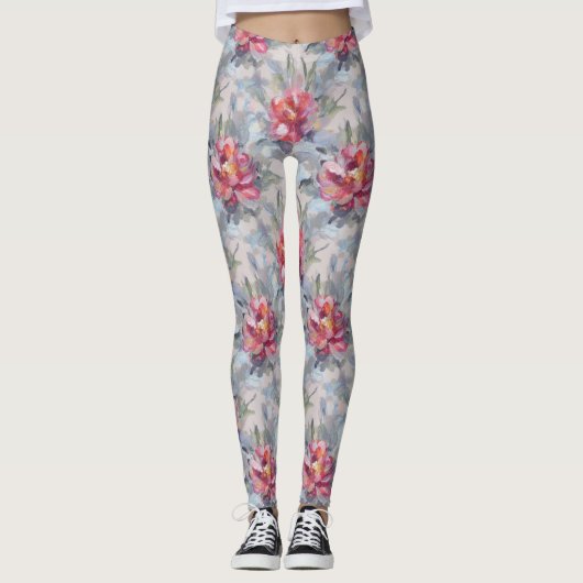 Floral Abstract Paint Pattern – Artistic Modern  Leggings (Voorkant)