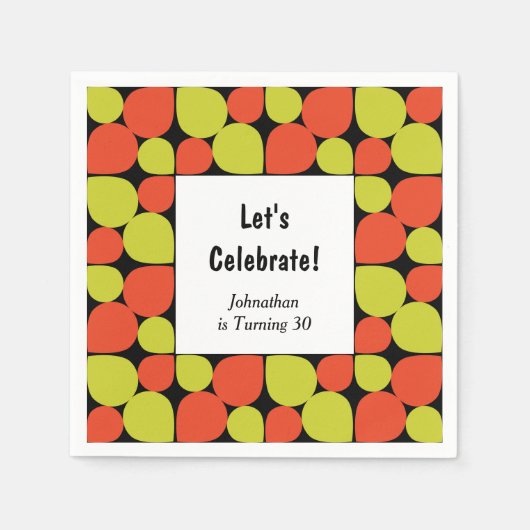 Floral Abstract Retro Patroon Aangepaste verjaarda Servet (Voorkant)