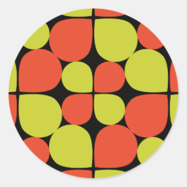 Floral Abstract Retro Patroon Ronde Sticker