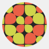 Floral Abstract Retro Patroon Ronde Sticker (Voorkant)