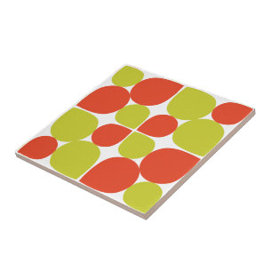 Floral Abstract Retro Patroon Tegeltje