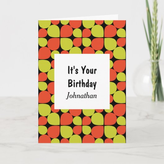 Floral Abstract Retro Pattern Birthday Kaart (Voorkant)