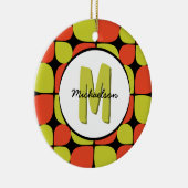 Floral Abstract Retro Pattern Monogramed Keramisch Ornament (Rechts)