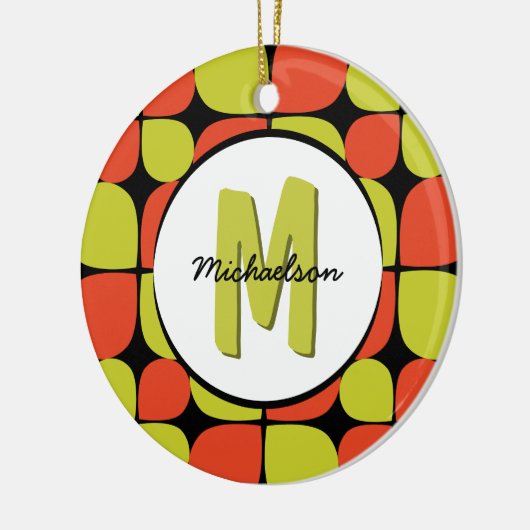 Floral Abstract Retro Pattern Monogramed Keramisch Ornament (Links)
