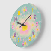 Floral Abstract (roze/paars) Grote Klok (Hoek)