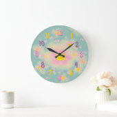 Floral Abstract (roze/paars) Grote Klok (Huis)
