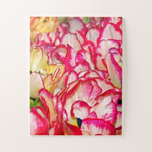 Floral Abstract Tulip Petals Flowers Pink White Legpuzzel (Verticaal)