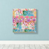 Floral Abstract uitgerekt canvas (Insitu (Houten vloer))