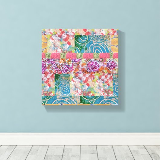 Floral Abstract uitgerekt canvas (Insitu (Houten vloer))