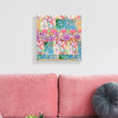 Floral Abstract uitgerekt canvas (Insitu (Woonkamer))