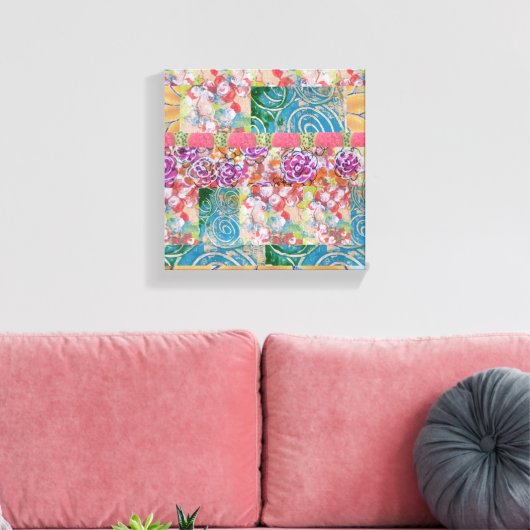 Floral Abstract uitgerekt canvas (Insitu (Woonkamer))