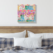 Floral Abstract uitgerekt canvas (Insitu (Slaapkamer))