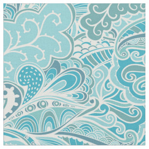 Floral Abstracte Aqua Fabric Stof