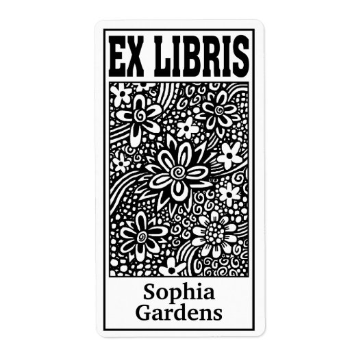 Floral Abstracte Ex Libris Etiket (Voorkant)