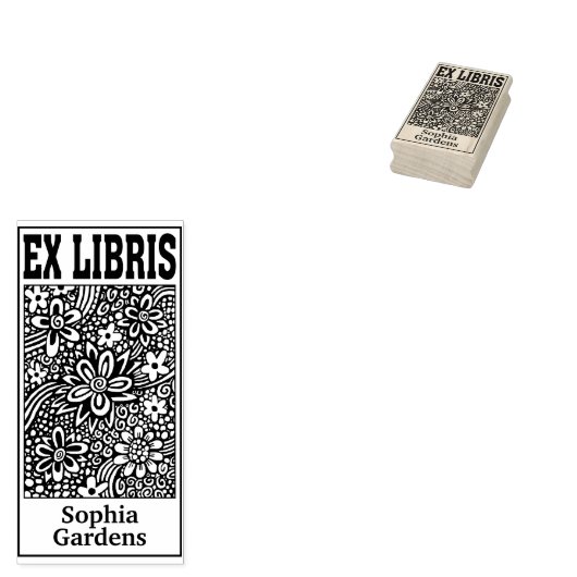 Floral Abstracte Ex Libris Rubberstempel (Gestempeld)
