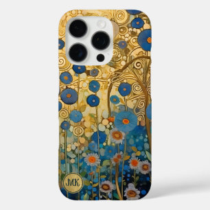Floral Abstracte Kunst Gouden Monogram Bloemen iPhone 16 Pro Hoesje