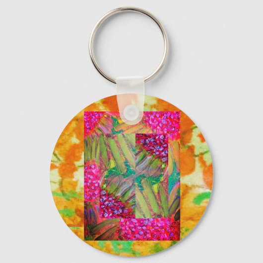 Floral Abstracte kunst Sleutelhanger (Voorkant)