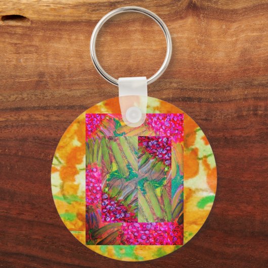 Floral Abstracte kunst Sleutelhanger (Voorkant)