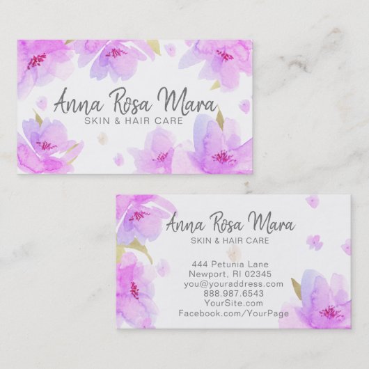 *~* Floral Abstracte Moderne Zachte Waterverf Visitekaartje (Voorkant / Achterkant)