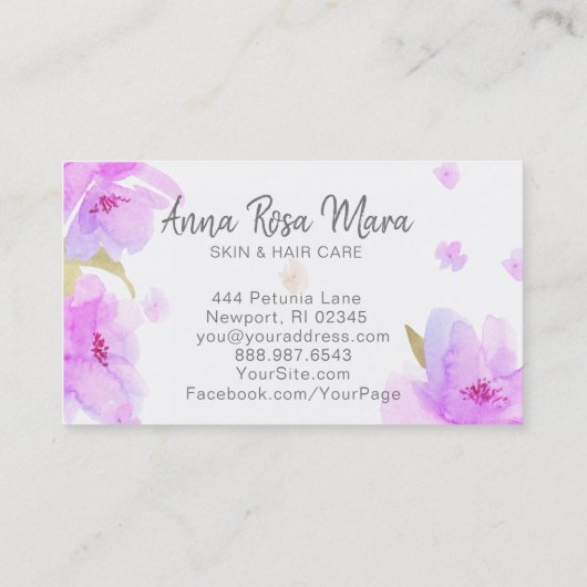 *~* Floral Abstracte Moderne Zachte Waterverf Visitekaartje (Achterkant)